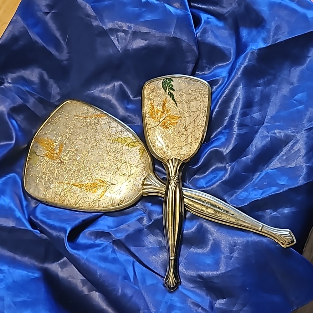 Vanity Set 2 Vintage Silvertone Hairbrush & Hand Mirror - Picture 2 of 5